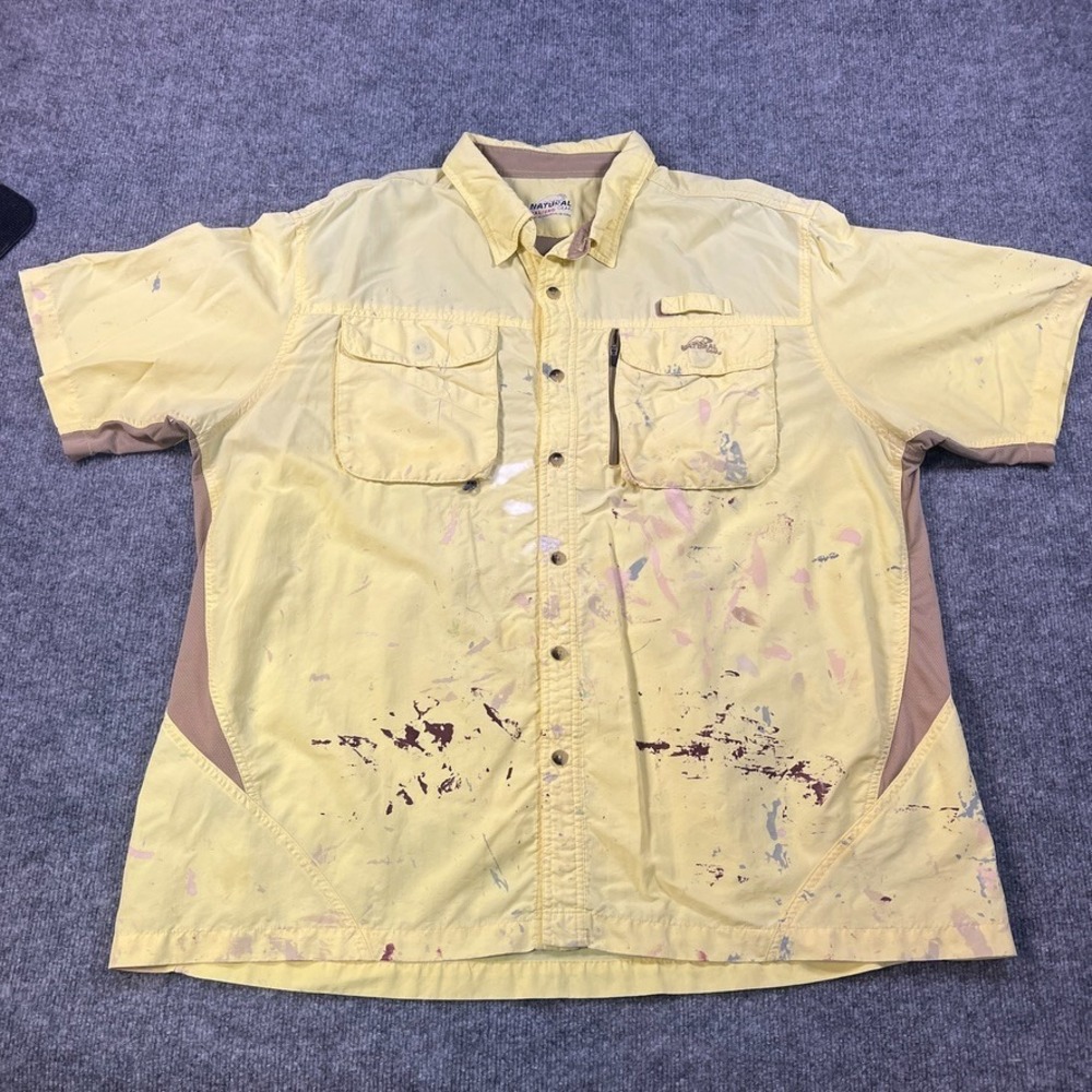 Natural Gear Mens 2XL Fishing Shirt Paint Splatter Pattern  Workwear Utility